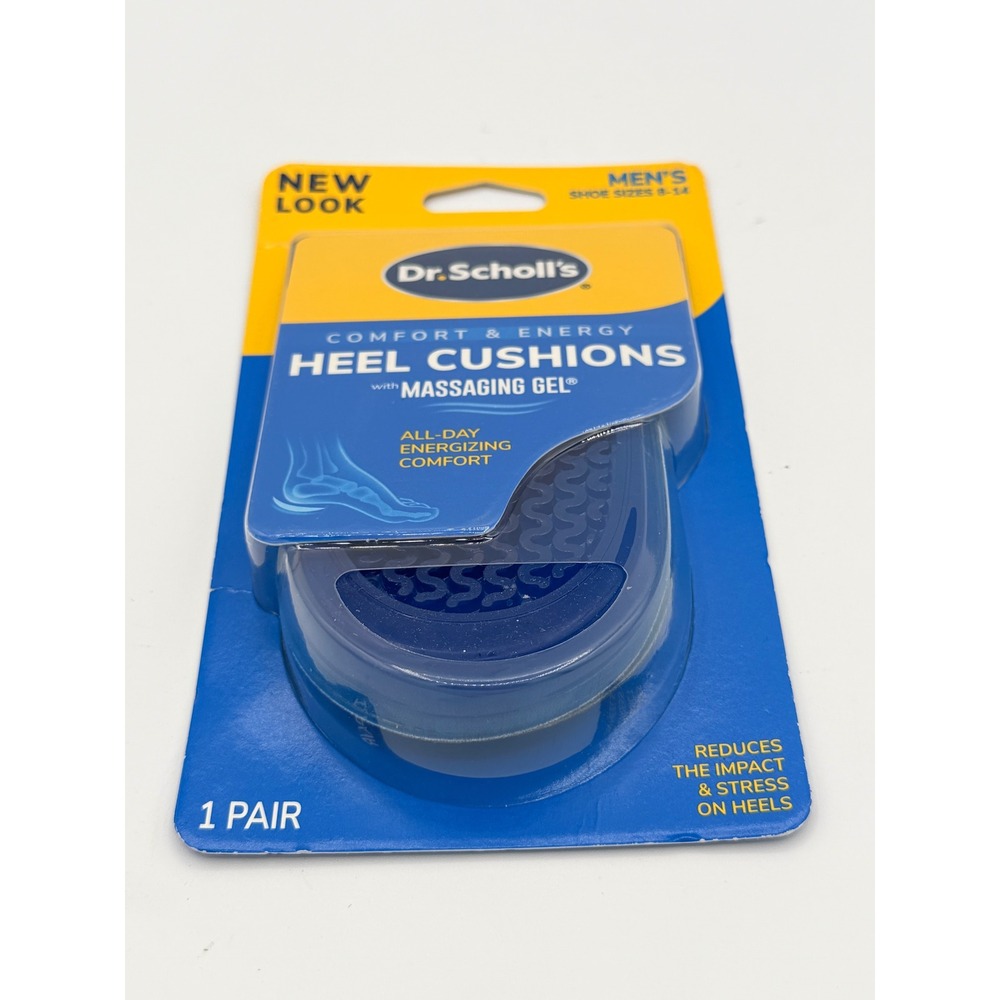 Dr. Scholls Comfort & Energy Heel Cushions Massaging GelMens SZ 8-14‎ Blue 1Pair